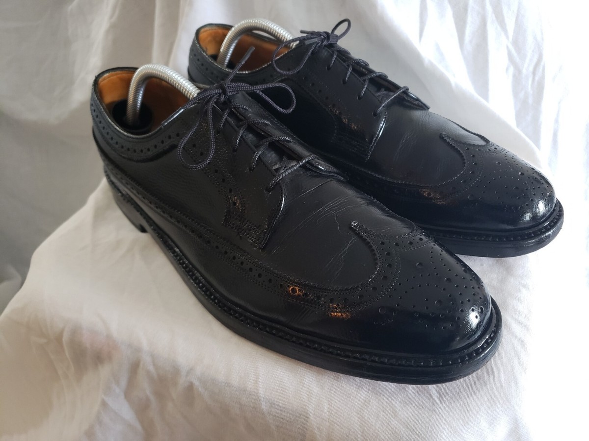 Florsheim Imperial 92604 Long Wingtip V Cleat Pebble Grain Shoes USA 10.5 B Florsheim Long Wingtip Shoes Imperial Black V Cleat size 9  main image 3