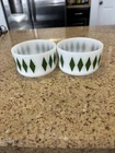 Vintage Fire King Green Diamond Cereal Bowl