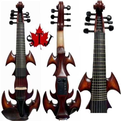 Hand made SONG Brand 7 strings 4/4 electric Violin Inlay Frets Brown Color - Afbeelding 1 van 13