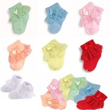 4 Pairs Lace Bow Socks - Infant Short Cotton Footwear Newborn Baby Foot Wears