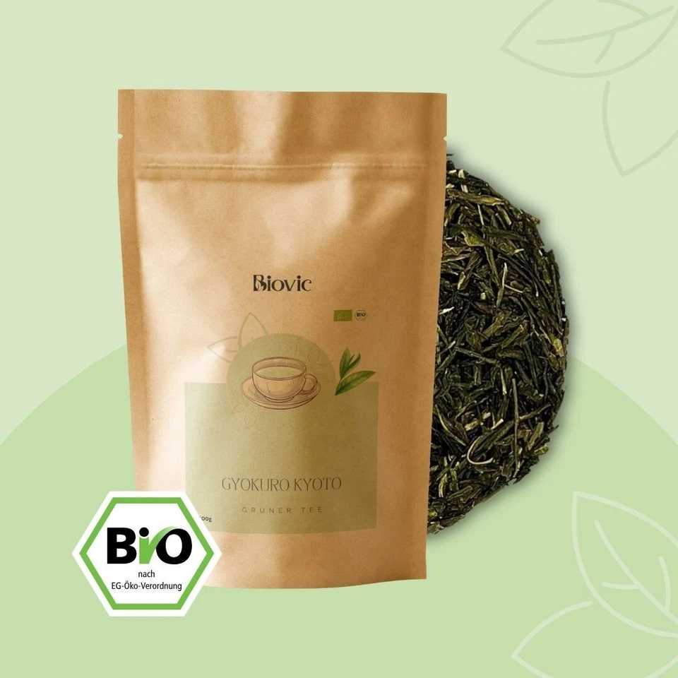 Gyokuro Kyoto Bio Grüntee süß feinherb koffeinhaltig Japanisch Teegenuss Biovic