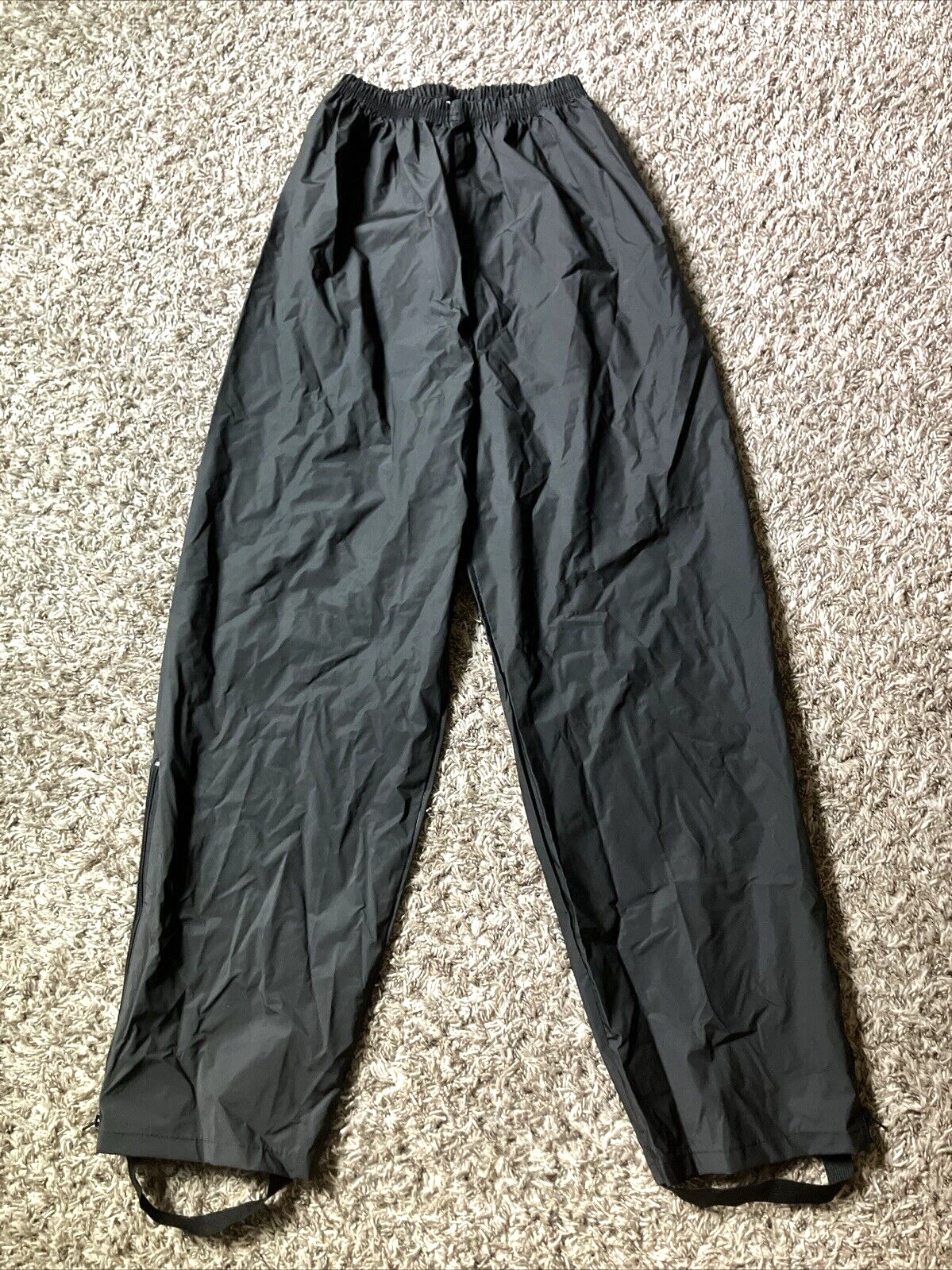 Pro Sport Rain Pants Medium 22x29 Black Dry Bones Waterproof Nylon PVC Zip Ankle