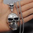 Men's Large Double Skulls Stainless Steel Biker Pendant