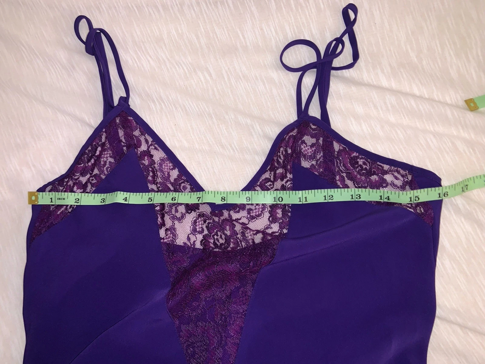 UNDERCOVER Abito slip vintage anni 90 Victoria's Secret etichetta oro viola pizzo camicia da notte media