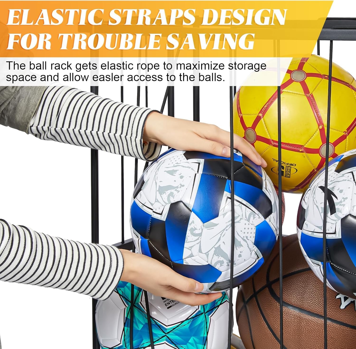 Garage Ball Storage Wall-Mounted & Floor Sports Equipment small, Black 