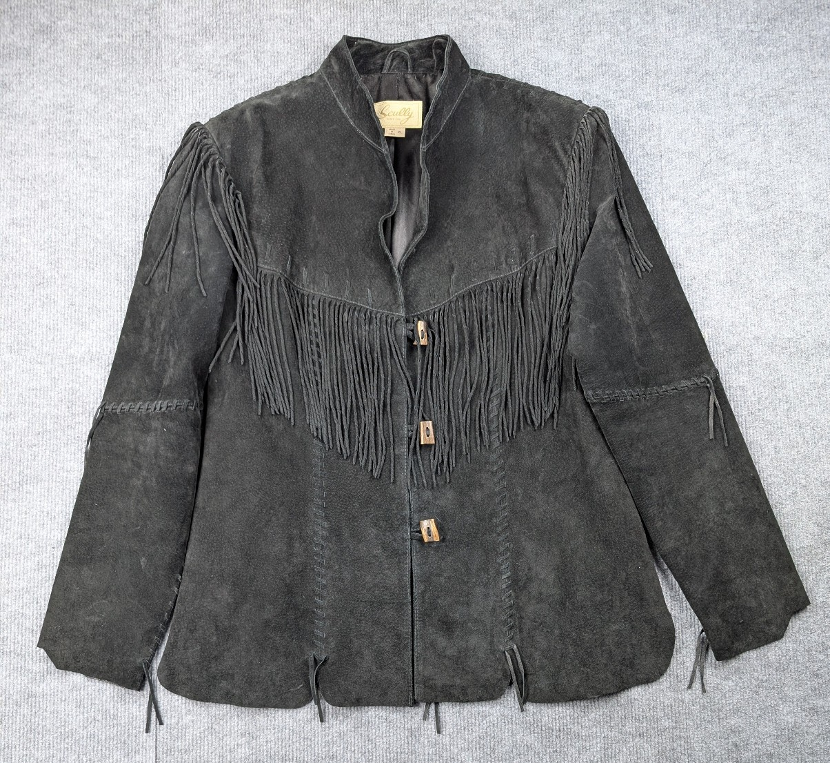 Scully Suede Leather Fringe Jacket Women XL Black Western Rodeo Festival Cowgirl