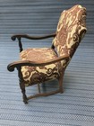 19th Century Antique Wooden Chair French Design Details Wood Upholstered Fancy — photo 3