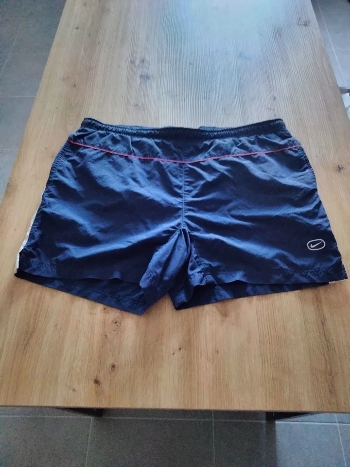 Nike Short de bain homme rayé bleu/beige taille L élastique regular - Photo 1/4