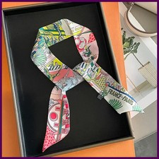 Luxury Design Horse Print Skinny Silk Ribbon Scarf Women5x85cm Hairband Soft