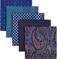 SHLAX WING 5 Pieces Assorted Mens Silk Pocket Square Handkerchiefs Set Lot 25