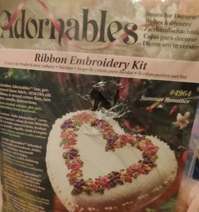 Rare The Beadery Adorables Summer Romance Silk Ribbon Embroidery Ring Box #4964