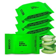 Beco Bamboo Aloe Vera Wet Wipes, 25 Pulls, Pack of 6, Eco-Friendly