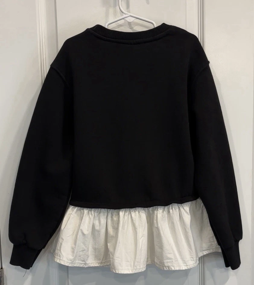 ZARA Girls Layered Tunic Top 8-9Y Gold Button Shoulder Dark Navy Contrast Hem - Image 2 of 4