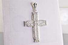 Sterling Silver 83mm Cubic Zirconia Cross Bling Baller Statement 925 Pendant 36g