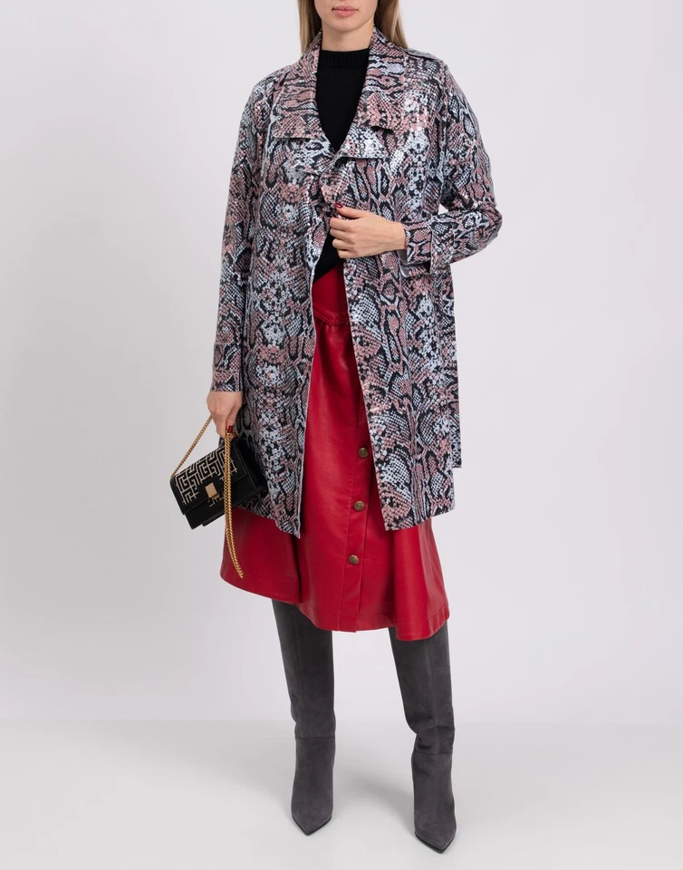 RRP €215 LA FILLE DES FLEURS Trench Coat Size S Reptile Pattern Made in Italy - Image 2 of 4