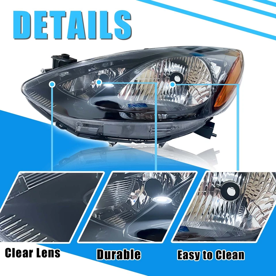 Headlamps For 2011 2012 2013 2014 Mazda 2Pair Halogen Headlights Left&Right Side - Image 4 of 4