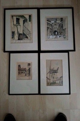 4 x Aquarelle datiert 1931 signiert von unbekanntem Künstler