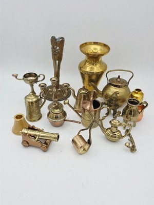 Vintage Brass Miniature Bundle 975g Victorian Antique Indian Curio Bundle