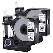 2x For DYMO Rhino 4200/5200 Heat-Shrink Tube 18051 IND Label Tape 1/4" 3:1 Ratio