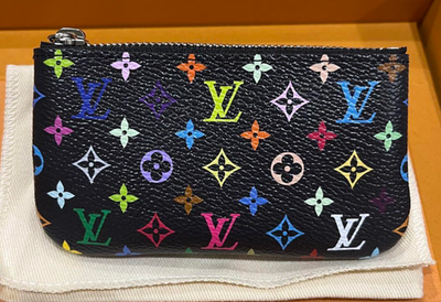Louis Vuitton Takashi Murakami Black Multicolore Pochette Key Cles