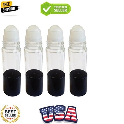 4 Pack of Roll On Empty Glass Bottles for Essential Oils - Refillable Roller ...