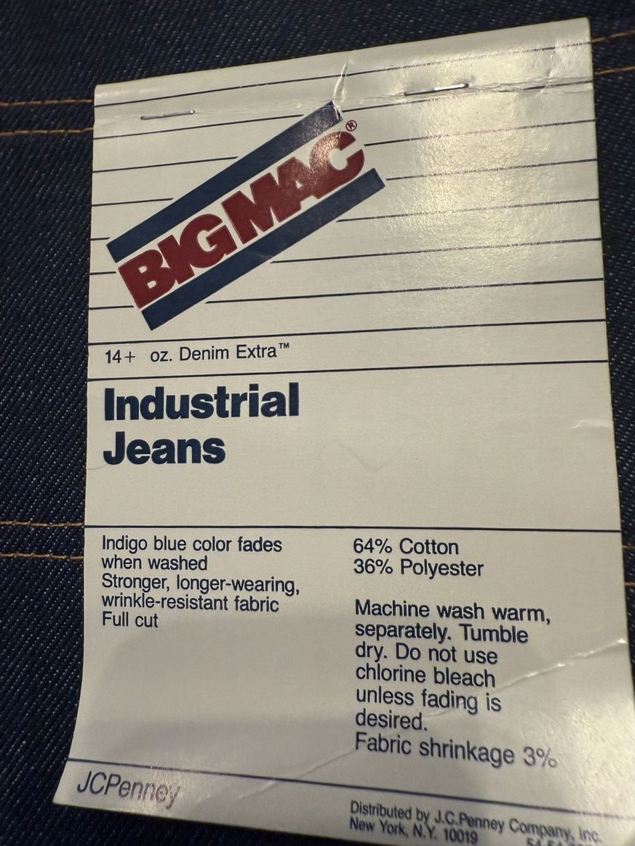 Vintage Big Mac JCPenney Industrial Jeans Carpenter Deadstock NWT