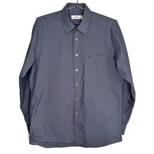 VTG 90s Balenciaga Mens Blue Button Down Shirt Pocket Logo Size Large