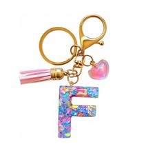 LIULIANXL Cute Initial Letter Keychains for 2.0 Inches Total Length, F-pink