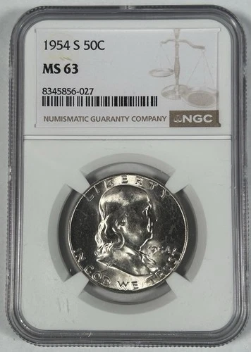 1954-S Franklin Half Dollar Coin NGC MS 63