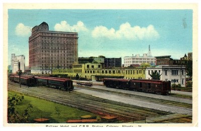 Vintage Postcard Palliser Hotel and CPR Station Calgary Alberta 1943 Posted