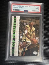 2003 LeBron James Rookie Basketball Card Upper Deck Top Prospects PSA 9 Graded. rookie card picture