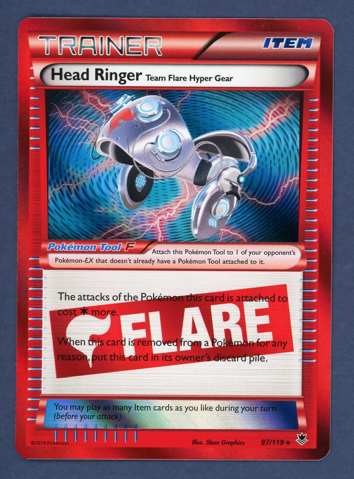 Head Ringer Team Flare Hyper Gear 97/119 Holo Phantom Forces Pokemon Holo NM