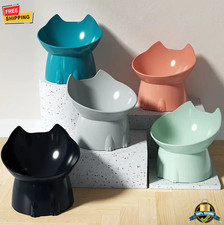 1 pc WhiskerWare Elevated Cat Bowl – Anti-Tip Raised Dish with Tilted Edge