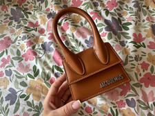 Jacquemus Brown Leather Mini Top Handle Bag with Logo Accent no long chain