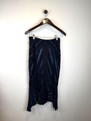 Y2K Express Black Lace Asymmetric Whimsigoth Corpcore Pencil Mermaid Skirt XS