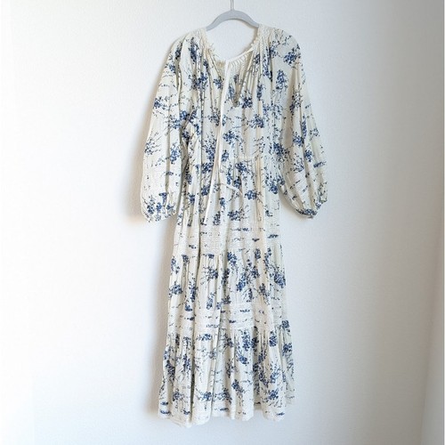DIE GROSSE. Hideaway blau Jasmin Blumen Midi Maxi Langarm Kleid, Gr. 3/US 12 - Bild 3 von 10