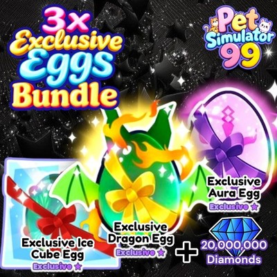 Ice Cube Egg + Dragon Egg + Aura Egg + 20 Million Diamonds. PS99