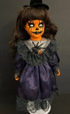 OOAK Creepy Horror Spooky Cute Porcelain Doll Pumpkin 16" Halloween Decor  165