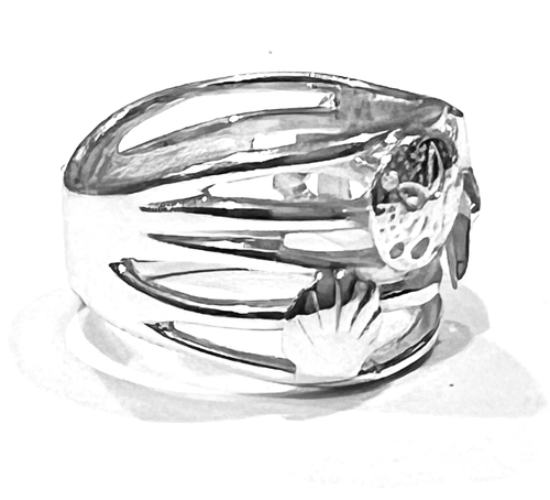Sea Life Anchor Multi Shell Beach Theme Stamp .925 Sterling Silver Ring - Size 6 - Picture 3 of 8