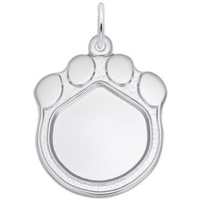 Sterling Silver Photoart Cat Paw Charm - 22mm x 21mm