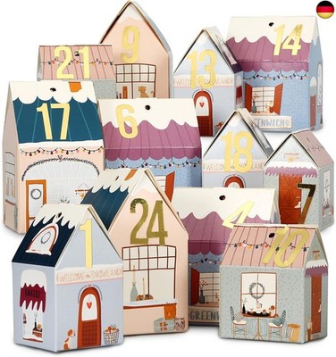 Papierdrachen Adventskalender 2025 - DIY Häuser-Set Weihnachtsdorf - 24 bunte 