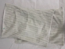 NICOLE MILLER cotton honeycomb white green standard pillow shams x 2 NEW