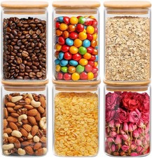 1.2 QT Glass Storage Containers with Lids, Glass Jars with Lids, Clear Food Jar,