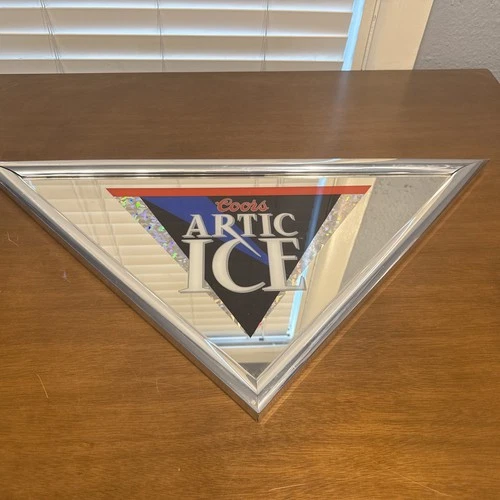 1995 Vintage Coors Artic Ice Beer Mirror Sign 19.5”x27.5”x19.5” Triangle