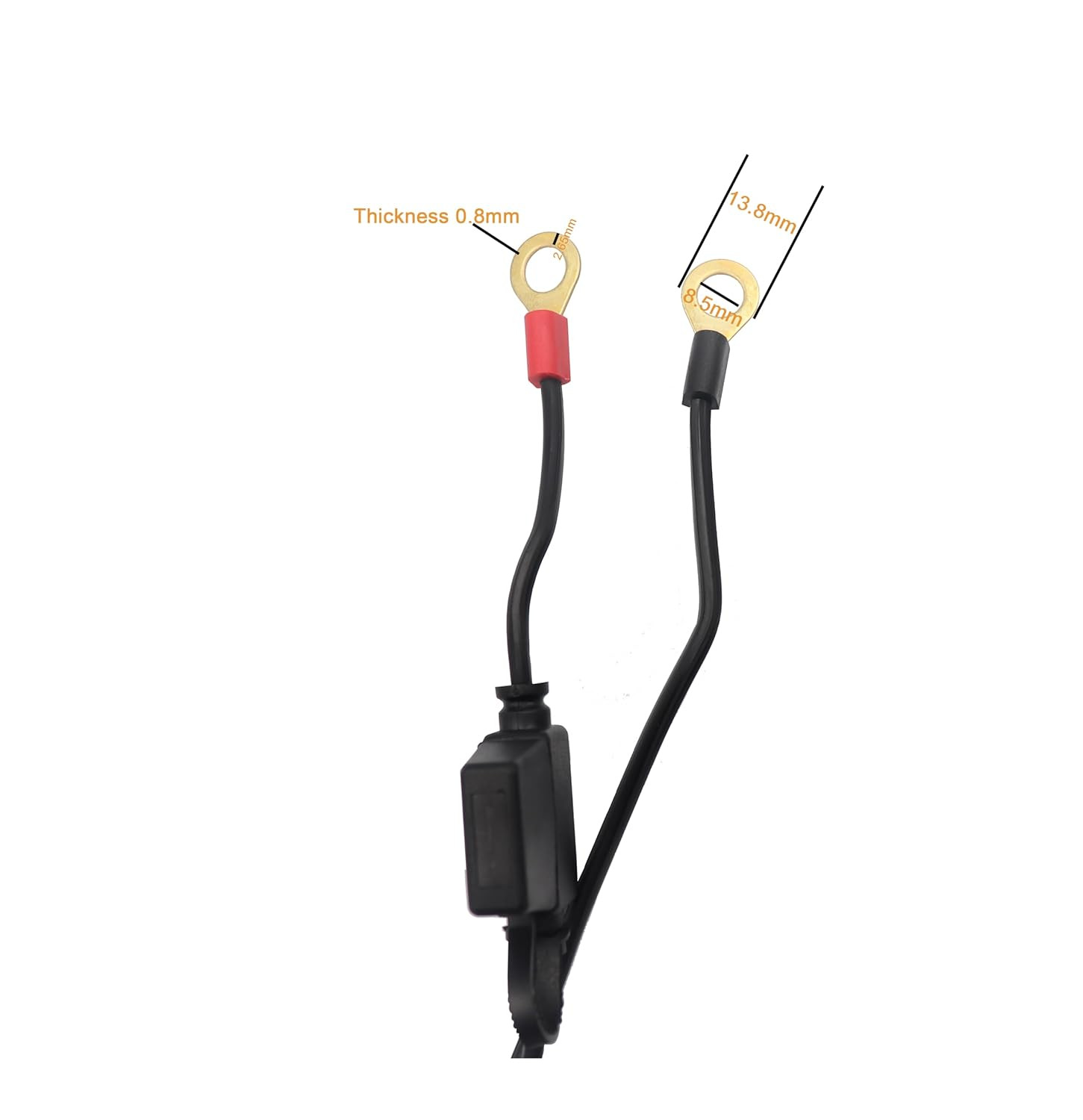 2FT 16AWG Battery Connector to O-Ring Terminal Cord – Motorcycle Trickle Charger