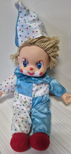 Vintage Plush Clown Doll with Rubber Face  yarn hair  16"  Taiwan  1980s