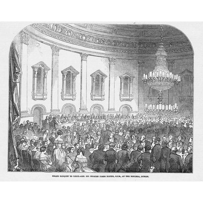 DUBLIN Bankett für Sir Charles Napier in der Rotunde - antiker Druck 1848