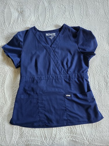 Grey's Anatomy by Barco Women's Medical Scrubs Set Navy Blue Solid Pattern