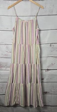 Universal Thread Womens Dress Size XL Pastel Striped Spaghetti Strap Maxi Casual