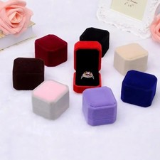 BLACK/PINK VELVET JEWELLERY BOX RING EARRINGS GIFT BOX NEW FOR WEDDING NEW UK
